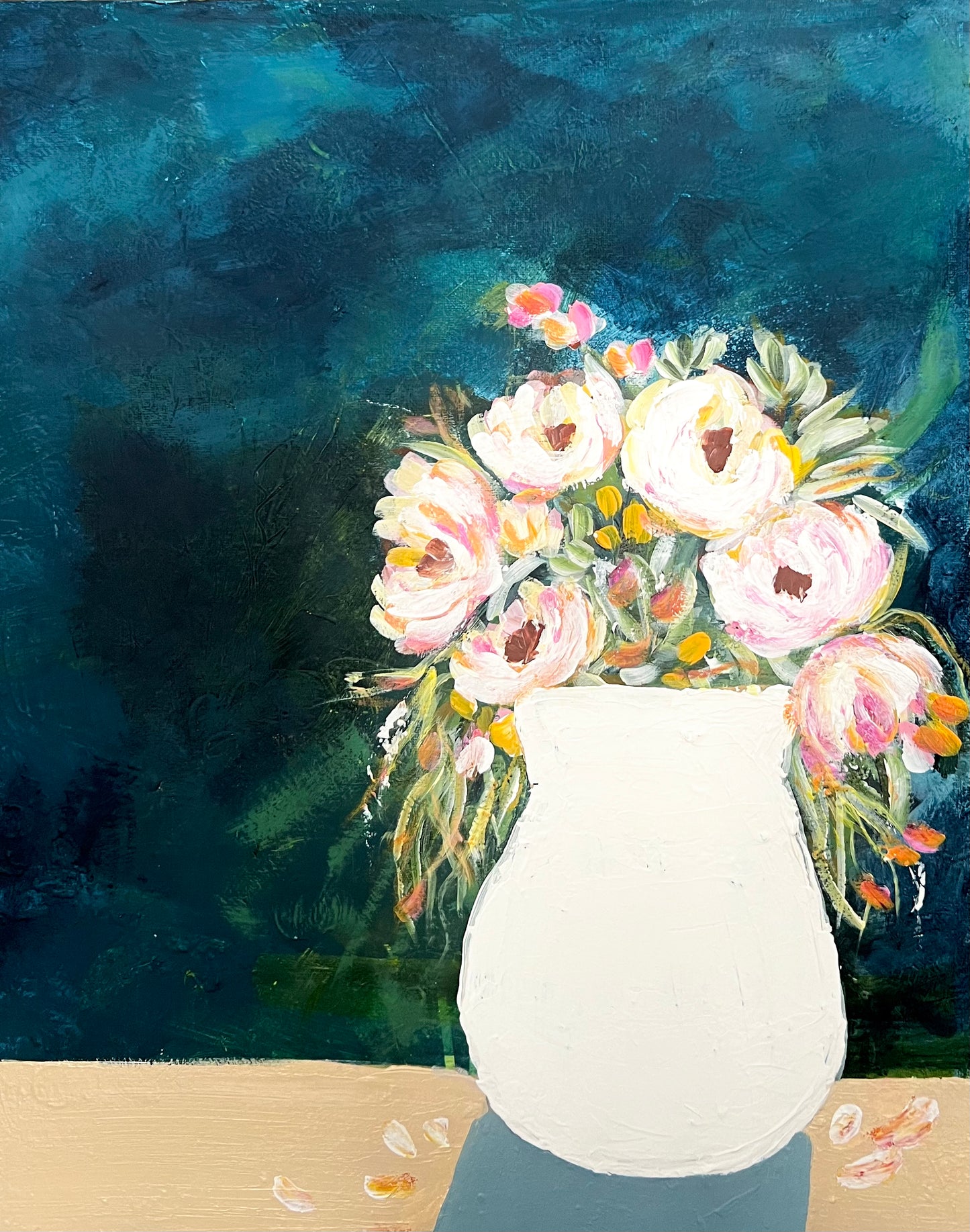 Blushing bunch in a vase - artwork