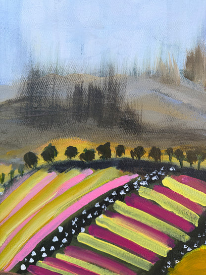 Over the edge, at the bottom of the hill